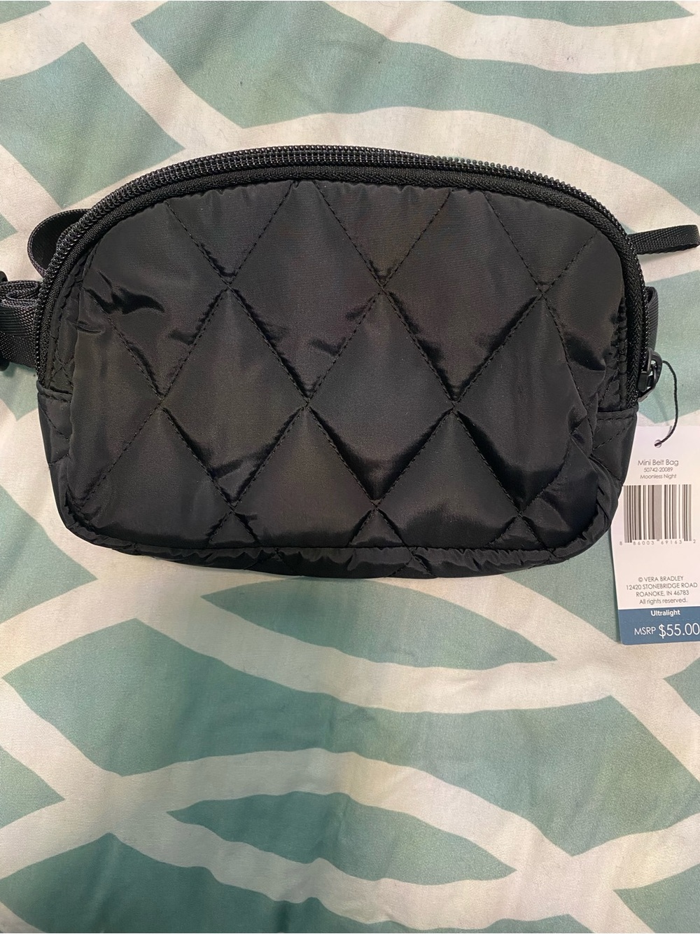 Vera Bradley Quilted Black Mini Belt Bag